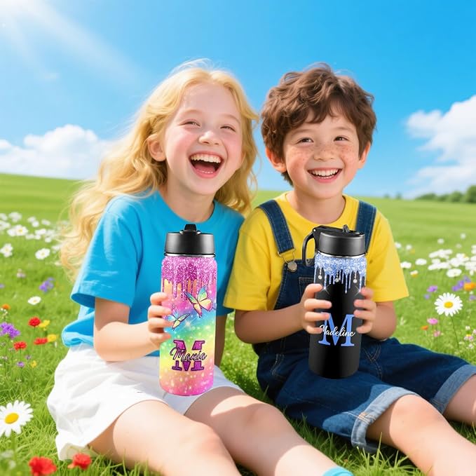 VIPOPSA Custom Water Bottle For Girls 18oz Customized Water Bottle With Straw Lid Gifts For Girls Boys School Sports Cup