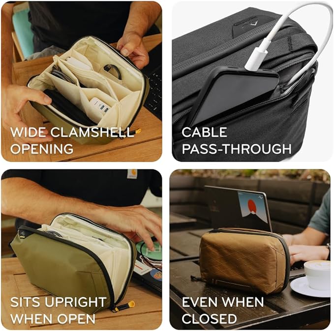 Peak Design Tech Pouch, Kelp, Electronics Organizer for Travel or Everyday Carry, Origami-Style Storage, Cable Pass-Through, Weatherproof Recycled Nylon, Gear Carry Bag for Men and Women