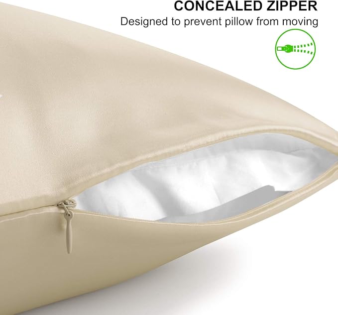 ALASKA BEAR King Size Silk Pillowcase Random Color Silk Scrunchie Gift Set for Beauty Sleep (1, Beige)