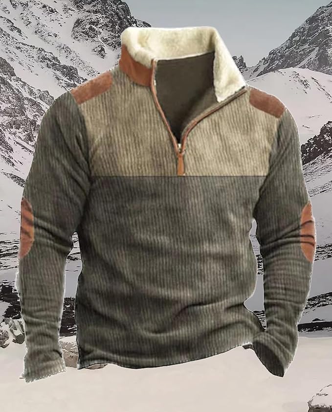 Western Sweatshirts for Men Aztec Retro Pullover Quarter Zip Sweatshirt Mens Stitching Color Fleece Sweatshirt