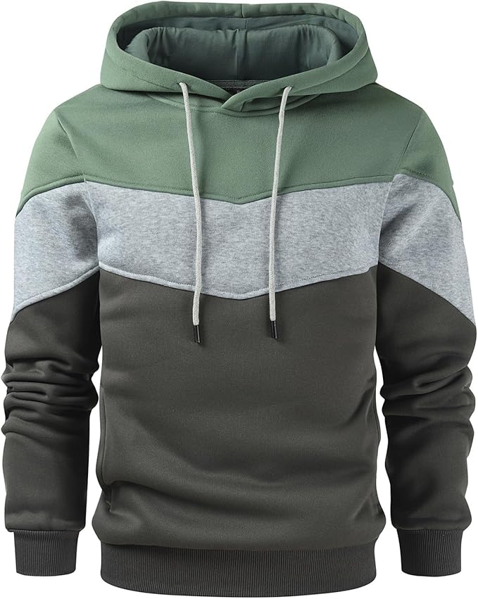 Gesean Men's Novelty Color Block Pullover Fleece Hoodie Long Sleeve Casual Sweatshirt with Pocket