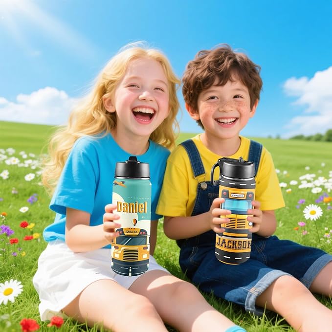 VIPOPSA Customized Water Bottle For Girls Personalized Water Bottles With Straw Lid Gifts For Girls Boys Kids Bottle 18oz