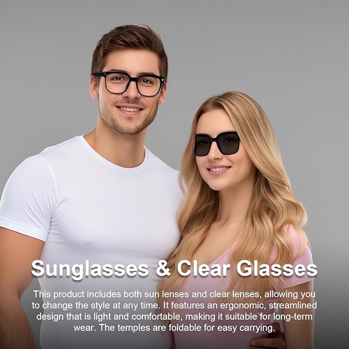 AI Smart Glasses with Camera, 8MP HD Camera Glasses for Men Women, 1080P Video Recording Sunglasses, Real Time Translation, Voice Assistant, AI Photo Recognition,Bluetooth Glasses for Travel/Meet/Vlog