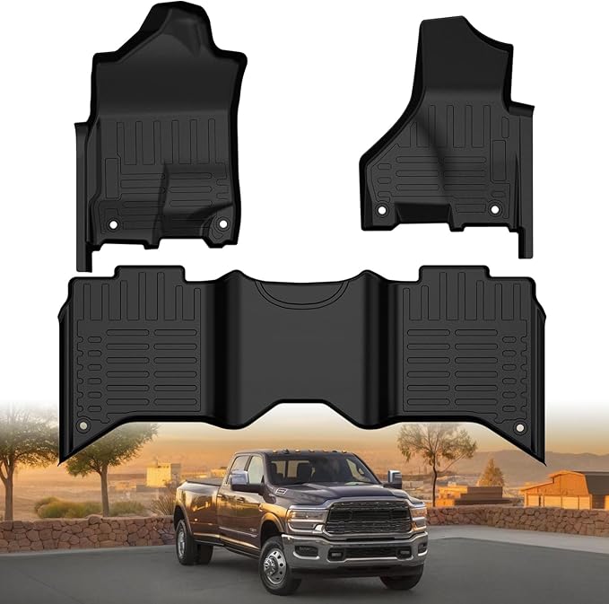 All-Weather Floor Mats FIT for RAM 2500/3500 Crew Cab 2019-2026 | Custom Fit 1st & 2nd Row Floor Liners Accessories, TPE