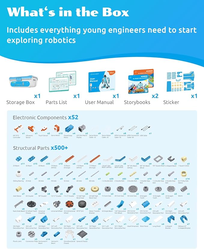 WhalesBot E9 Pro Coding Robot Building Kit with 12 Servo Motor Joints for Kids Ages 12-18, Learn Scratch & Python Programming, STEM Educational Engineering Science Toys for Teen Boys & Girls
