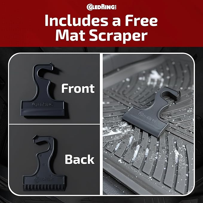 Gledring USA Custom Fit All-Weather Rubber Floor Mats Intended for Ford Escape with Anchor Hole 2013-2019, No Trimming Required, Tailored Custom Fit, Protects from Rain, Mud, and Snow.