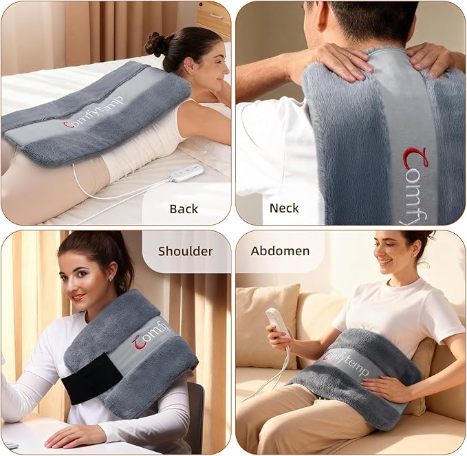 Comfytemp Himalayan Salt Weighted Heating Pad, Natural Moist Heating Pad for Back & Abdomen Comfort, Birthday Gifts for Women Men Mom Dad, 12"×24", FSA Eligible HSA，Electric Heat Warm with Auto-Off