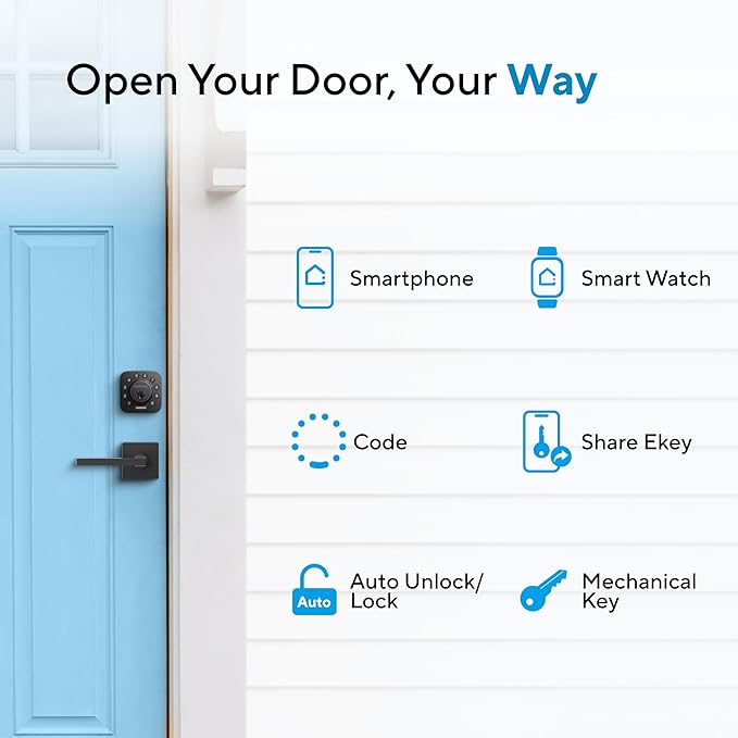 ULTRALOQ U-Bolt WiFi Smart Lock with Door Sensor, Built in Wi-Fi Keypad Deadbolt Lock for Front Door, Remote Control, Auto-Lock, Works with Alexa, Google, SmartThings, Easy Install, Matte Black