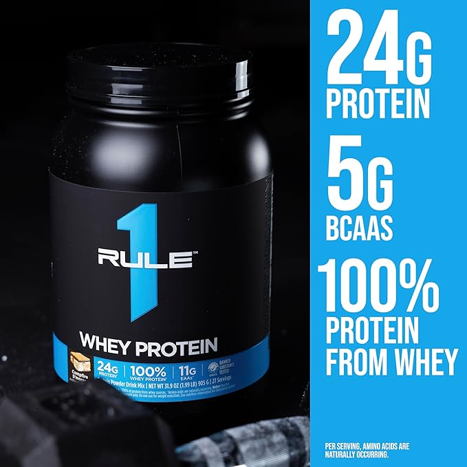 Rule 1 Whey Protein – 24g Fast-Acting Protein from All-Whey Sources with Naturally Occurring EAAs & BCAAs for Workout Recovery or Anytime Use (5 Pounds*, Chocolate Peanut Butter)