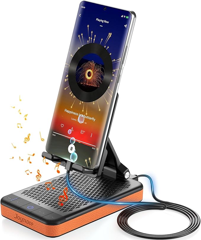Gifts for Men and Women, Slim 5000mAh Charging Stand Phone Stand with Bluetooth Speaker Foldable Phone Holder Festival Gift for Husband,Wife,Dad,Mom,Teens