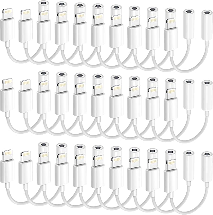 Apple MFi Certified 15 Pack Lightning to 3.5 mm Headphone Jack Adapter for iPhone, iPhone Aux Adapter Converter Dongle Audio Cable Compatible with iPhone 14 13 12 11 X XS 8 7 White
