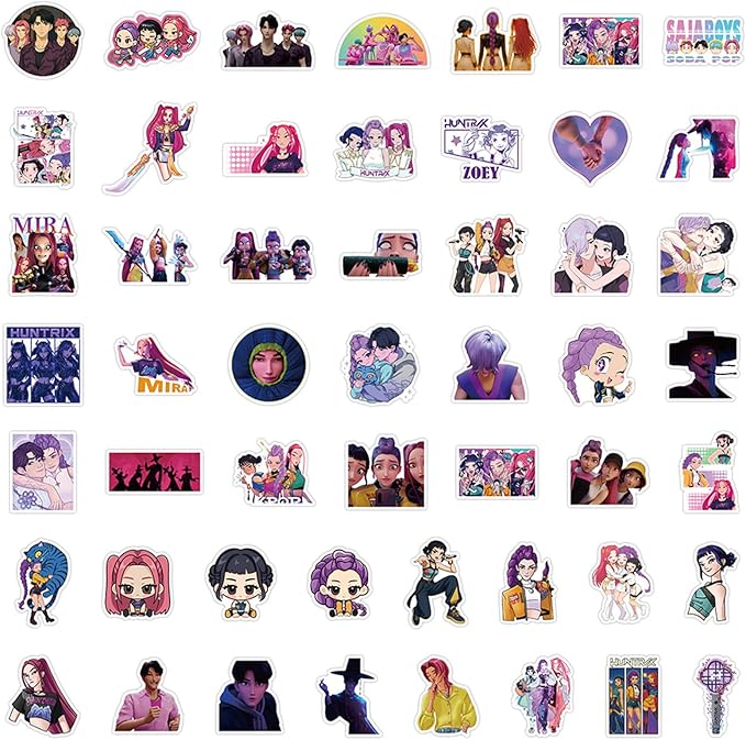 74Pcs Cute Anime Stickers, Cute Cartoon PVC Movie Decals, Perfect for Laptop, Phone Case, Helmet, Water Bottle, Travel Case, Guitar, Ideal Gift for Adults