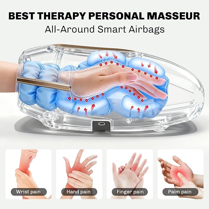 Foruisin Hand Massager with Heat and Compression, 3 Strength Levels & Modes, 10/15/20 Min Timer,Large Size Fits Hands & Forearms Carpal for Arthritis, Pain Relief, Carpal Tunnel(Black, General)