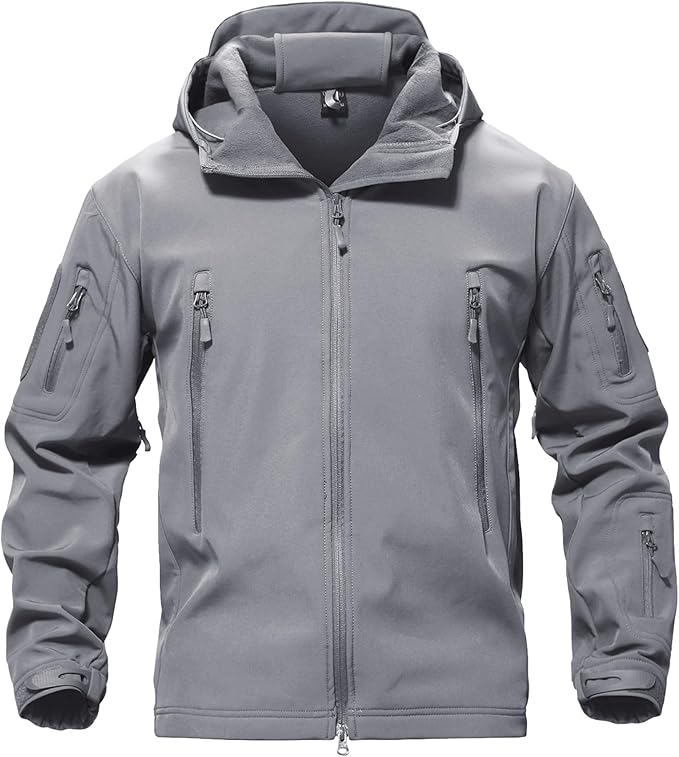 TACVASEN Men's Special Ops Military Tactical Soft Shell Winter Warm Fleece Lined Jacket Rain Hood Coat Hiking Snowboard