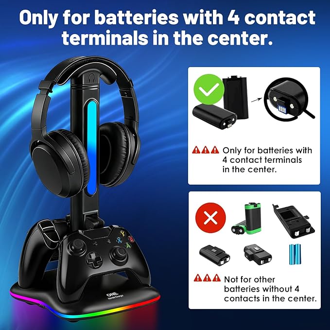 Controller Charger with RGB Headphone Stand for Xbox Series X/S/One,/One S/X, XSX Controller Charger Station, Headset and Controllers Stand Holder for Xbox, Gaming Gifts for Gamers Men