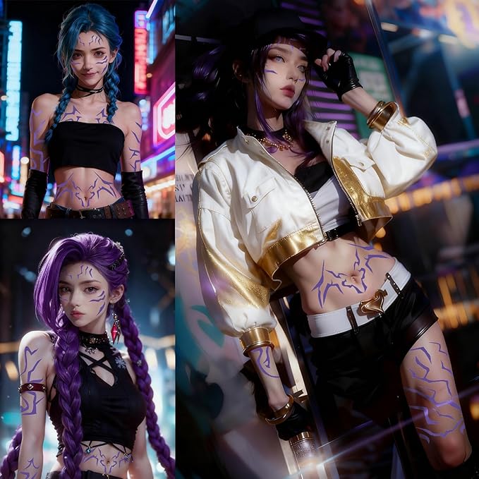 Kpop Anime Rumi Cosplay Temporary Tattoos Stickers, 8 Sheets Rumi Tattoos, Cosplay Costume Accessories, Cosplay, Festivals, Dance Parties, and Raves, Waterproof