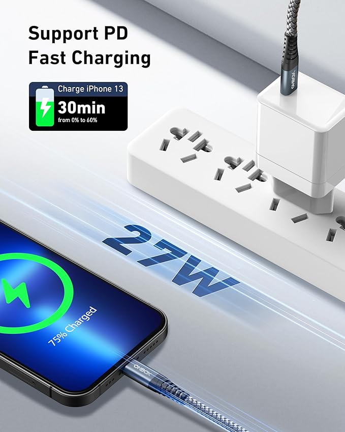ohbox USB-C to Lightning Cable 3FT 3Pack iPhone Charger Fast Charging Braided Type C Charging Cord Compatible with iPhone 14 13 13 Pro Max 12 12 Pro Max 11 XS XR X 8 iPad