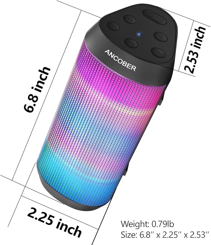 Bluetooth Speaker with Lights, Portable Wireless, Powerful Stereo Sound, IPX4 Waterproof, Up to 24H Playtime, TWS Surround Pair, BT5.3,for Home/Outdoor/Party/Camping, Electronic Gadgets, Birthday Gift