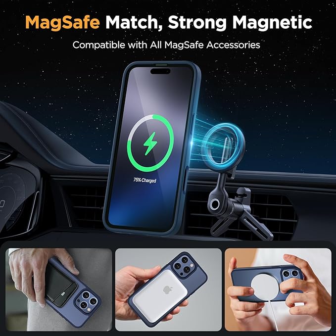 Miracase Magnetic Series for iPhone 16 Pro Max Case [Compatible with MagSafe] [with Screen Protector] Military-Grade Protection, Anti-Fingerprint, Slim Phone Case for 16 Pro Max 6.9 inch- Dark Blue