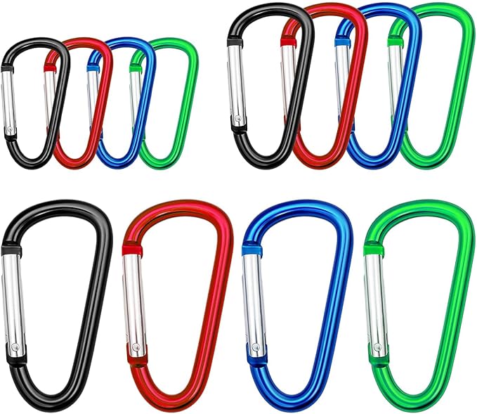 12 PCS Aluminum Carabiner Set - Multi-Size D-Ring Clips for Keys, Backpacks, & Outdoor Gear (1.9", 2.2", 3")