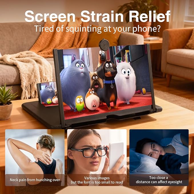 Screen Magnifier for Cell Phone Pocket Cinema Mobile Phone Magnifier Cool Tech Gadgets for iPhone Android Smartphone Magnifying Big Screen Top Teenage Boy Gifts Unique Finds 12 inch (Red)