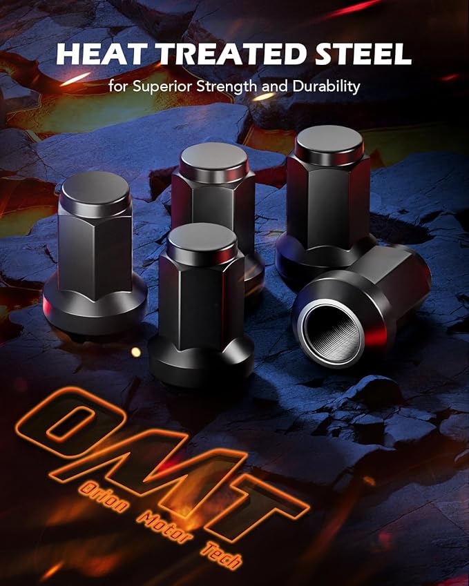 Orion Motor Tech 3/8"-24 Lug Nuts, ATV Cone Seat Lug Nuts 3/8x24 Thread Size Wheel Lug Nuts Compatible with Polaris Ranger 700 RZR 900xp 800 S 570 and More, Set of 16, Black