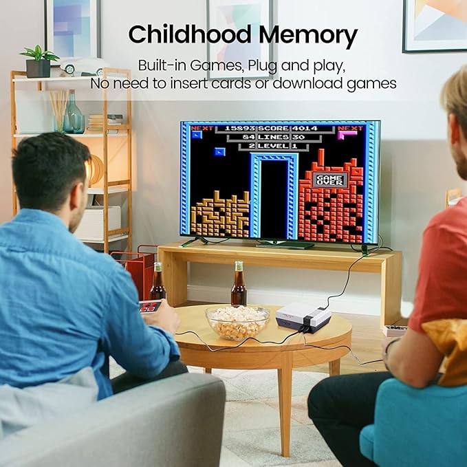 Retro Game Console with 620 Video Games,Classic Mini Game System with Wired Controller,HDMI and AV Output Plug and Play Video Games (Pale Grey)
