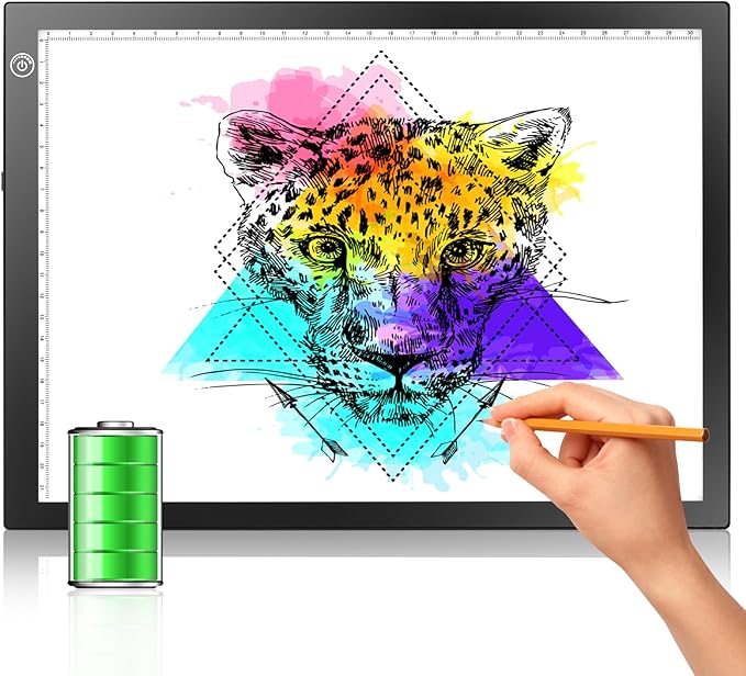 LitEnergy Rechargeable Light Tracing Box, Ultra-Thin Adjustable Battery Powered Artcraft LED Trace Light Pad Size A4 for Drawing, Streaming, Sketching, Animation, Stenciling, Diamond Art Painting