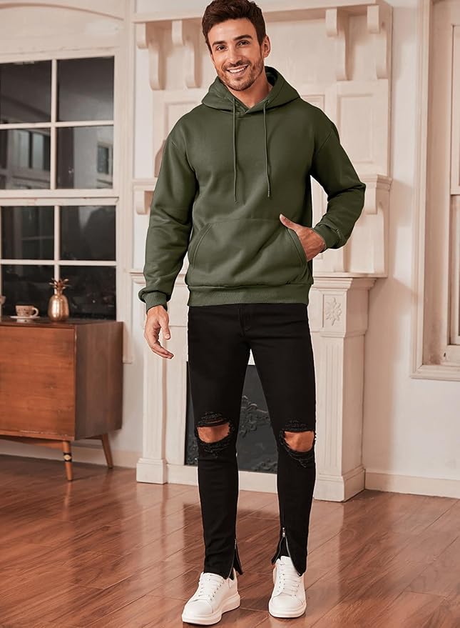 JMIERR Mens Casual Cotton Hooded Collar Drawstring Hoodies Pullover Sweatshirts Casual Long Sleeve Shirts