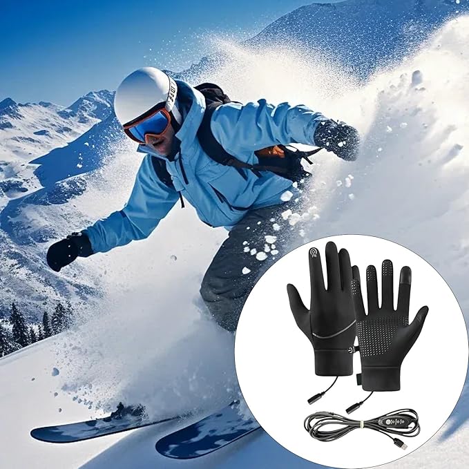 Heated Gloves for Men Women, Waterproofing-Touchscreens 3-Speed Temperature Control for Skiing, Cycling, Hiking