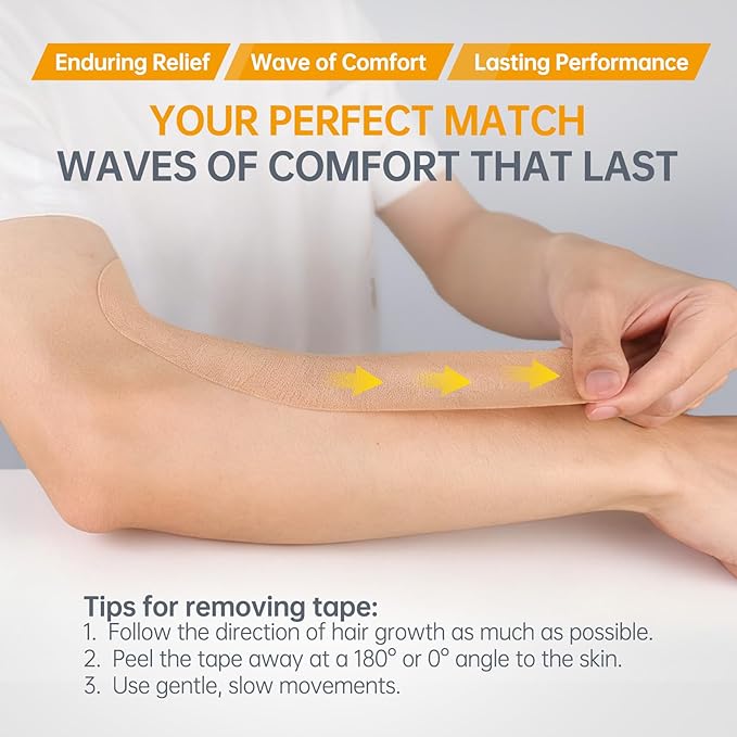 Dimora Kinesiology Tape, 80 Count Precut Strips 4 Rolls, Original Cotton, 10” Elastic Athletic Tape for Muscle Pain Relief and Joint Support, Beige