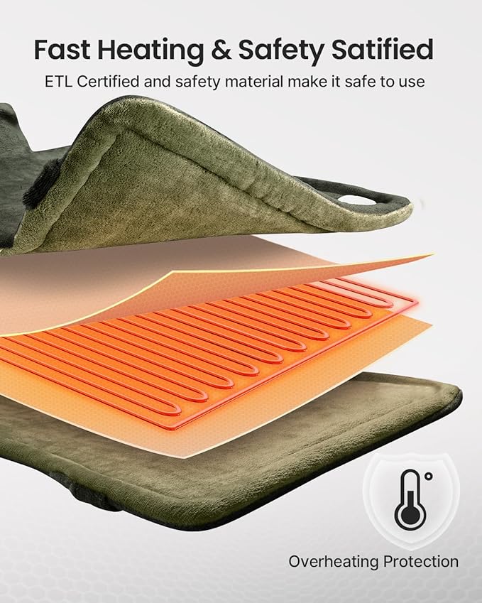 RENPHO Valentines Day & Birthday Gifts for Her Him Women Men, Heating Pad for Back Pain & Period Cramps,FSA Eligible, Weighted Heat Pad for Neck and Shoulders, 24"x33", ETL Certified, Green