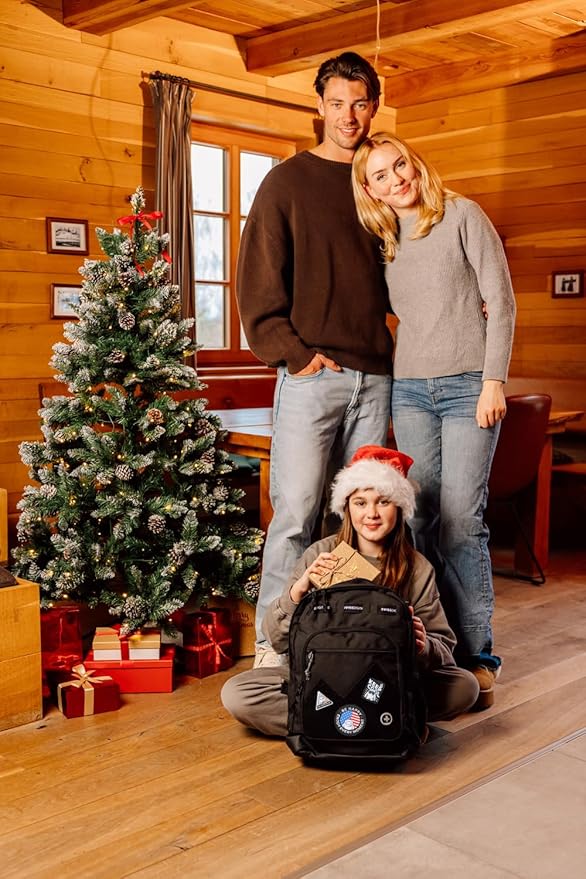 Swissdigital Design Big Student Laptop Backpack with Fun Personalized Patches For College Boys & Girls, Middle High School Teen Bookbag Cool Travel Daypack Grey- Includes 3 Patches | SD1718-03