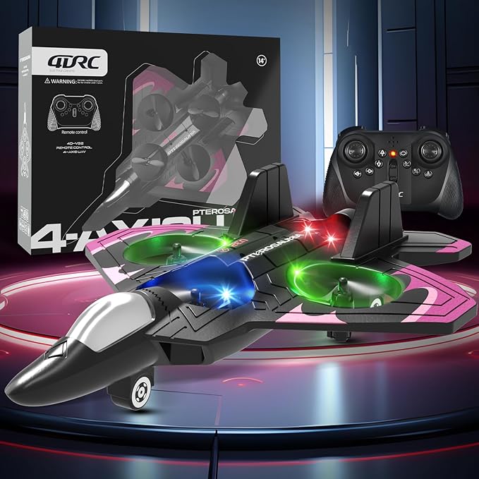 4DRC V32 Foam RC Planes Remote Control Airplanes for Girls Boys Adults, RC Drone Airplane Helicopter Fighter Jet with Light, Fighter Jet Toys, Airplane Toy Gifts for Kids Adults Beginners