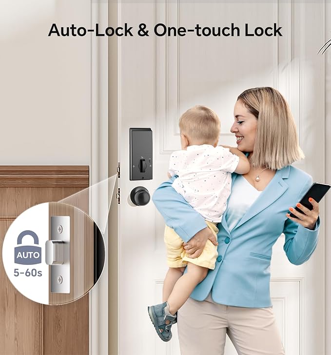 Fingerprint Keypad Deadbolt with Handle Set, Keyless Entry Door Lock, Door Locks for Front Door Lock Set, App Control, Auto Locking, Easy to Install, Oil Rubbed Bronze