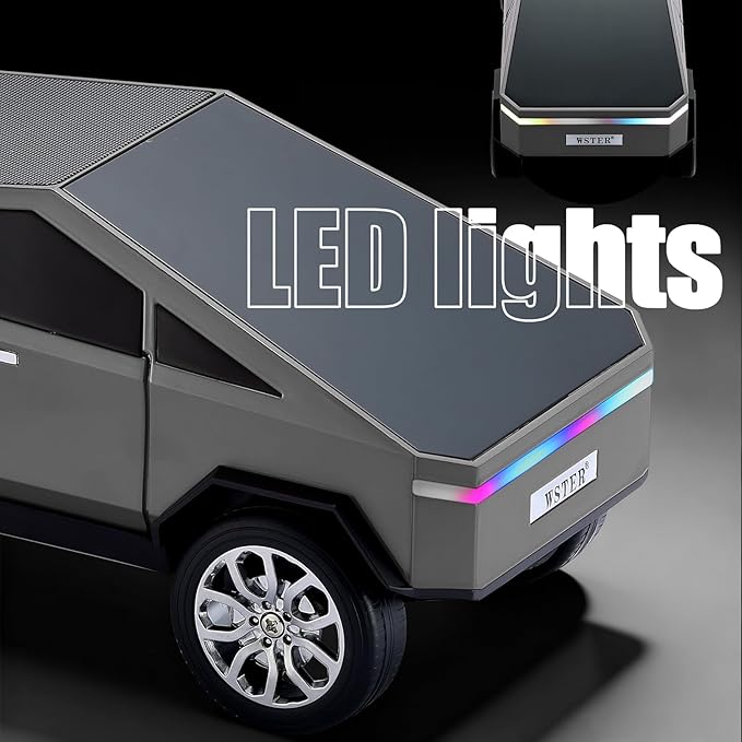 Portable Car Model Bluetooth Speaker with HD Stereo Sound, TWS Dual Pairing, LED Display, Truck-Style Wireless Speaker for Home, Office, Gaming & Collectible Display (Grey)