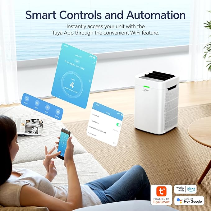 Air Purifiers for Home Large Room Up to 2600 Ft², Double-Sided HEPA Air Purifier with Washable Pre-Filter, Smart WiFi, PM 2.5 Air Quality Monitor, Fan Mode, for Pets Hair, Dust, Pollen, Smoke