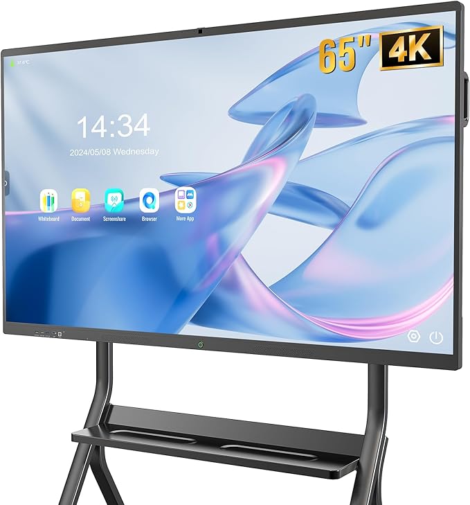Smart Board,65 Inch Interactive Whiteboard 4K Touchscreen Built in Ultra High Definition Camera Open App Ecosystem, Digital Presentation Electronic Smart WhiteBoard for Classroom Home Office