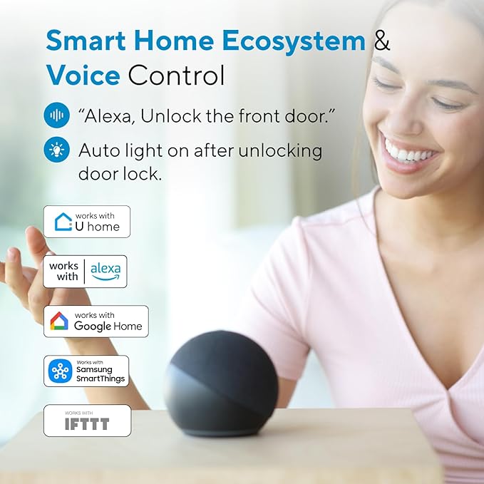 ULTRALOQ U-Bolt WiFi Smart Lock with Door Sensor, Built in Wi-Fi Keypad Deadbolt Lock for Front Door, Remote Control, Auto-Lock, Works with Alexa, Google, SmartThings, Easy Install, Matte Black