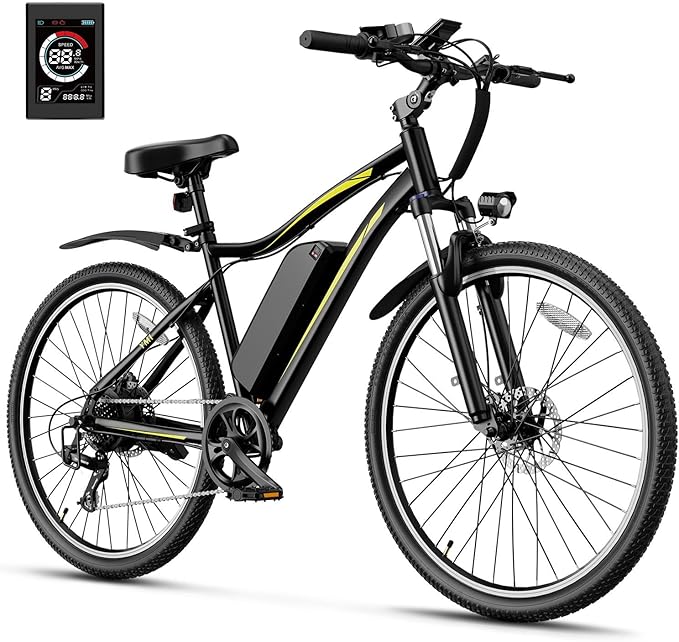 Heybike Electric Bike for Adults, 1200W Peak Brushless Motor, up to 50Miles, 28mph Max Speed Electric Mountain Bike, 480WH Removable Battery Ebike, 27.5'' Tires, 7-Speed and Front Suspension