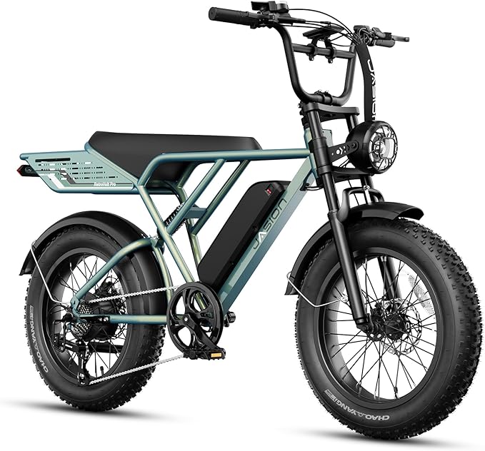 Jasion RetroVolt Electric Bike for Adults, 1500W/2000W Peak - 30/38MPH Electric Dirt Bike, 48V-52V, 13AH/20AH Battery, 65/90Miles Max Range Electric Motorcycle, 20'' X 4'' Fat Tire All-Terrain E-Bike