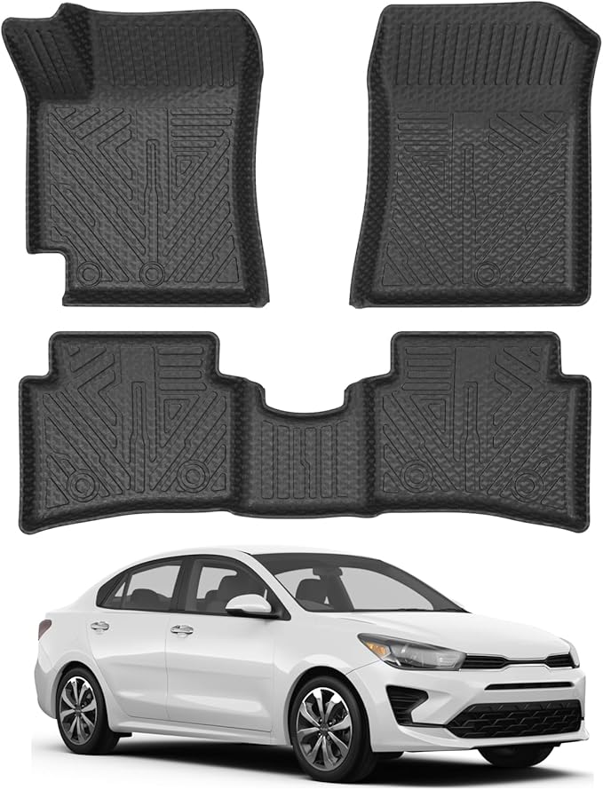 Mixsuper Liner Floor Mats for 2018-2024 Kia Rio 5-Door, All Weather Floor Liners for Rio Accessories Durable 1st and 2nd Row Set Black