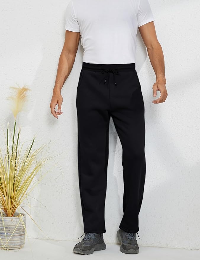 Gihuo Men's Winter Fleece Pants Sherpa Lined Sweatpants Active Running Jogger Pants