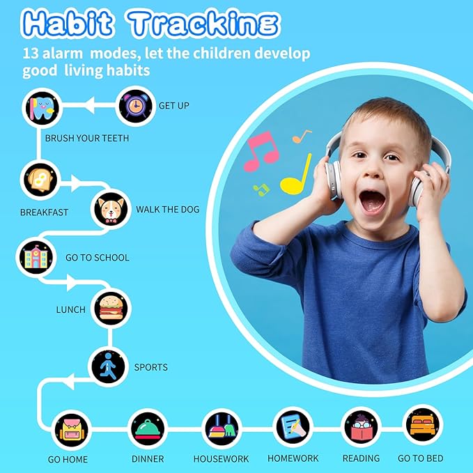 Cosjoype Kids Smart Watch for Kids with 26 Puzzle Games HD Camera Video MP3 Player Habit Tracking Learn Card Flashlight 12/24 hr Kid Watches Gift for 5-12 Year Old Boys Toys for Kid