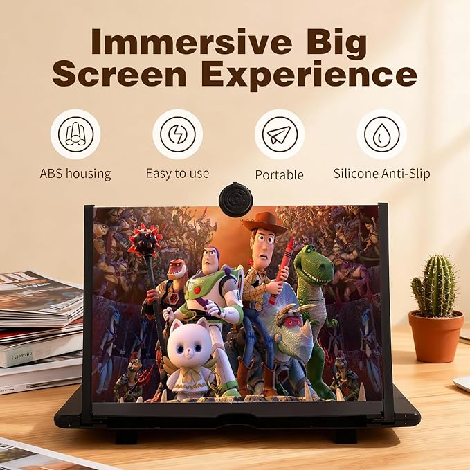 Screen Magnifier for Cell Phone Pocket Cinema Mobile Phone Magnifier Cool Tech Gadgets for iPhone Android Smartphone Magnifying Big Screen Top Teenage Boy Gifts Unique Finds 12 inch (Red)