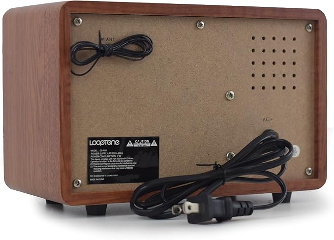 LoopTone AM FM Classic Retro Radio with Bluetooth Speaker,Vintage Wood Table Radio with Treble Bass Control for Kitchen Living Room with Rotary Knob Brown