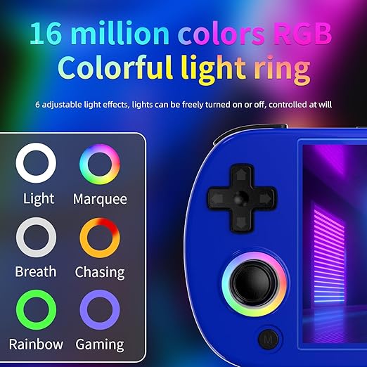 RG40XX H Retro Handheld Game Consoles RG40XXH Retro Gaming Console 64 TF Card Preloaded Games 5000+ Portable Gaming Console Linux 64-bit System 4.0'' IPS Screen WiFi Bluetooth HD and TV Output Blue