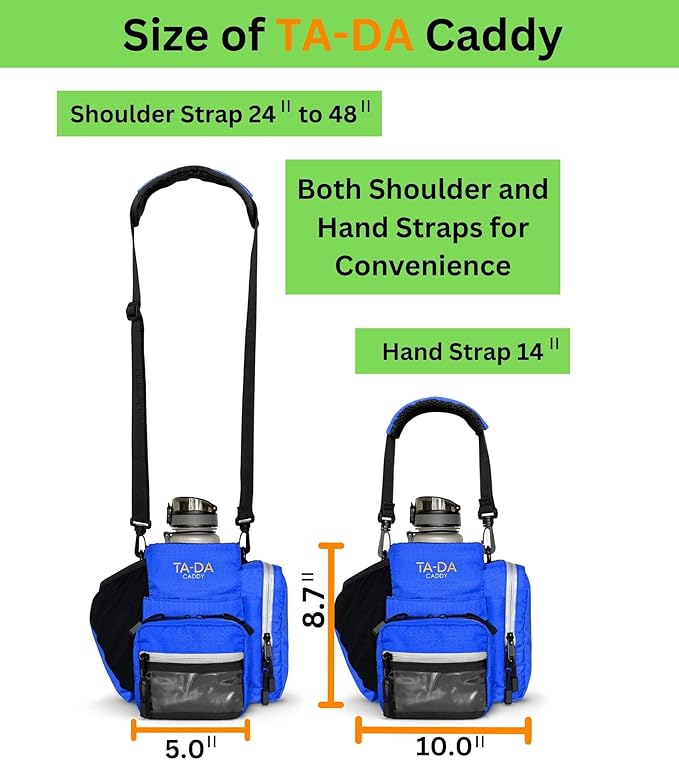 TA-DA Caddy Bag Everywhere you Go | Core Items are Bottle Phone Keys Wallets Etc, so Easy Access and more Convenient than Purse, Carrier, Crossbody, Messenger, Duffle, Fanny, Tote | W-7 H-10 L-10 |