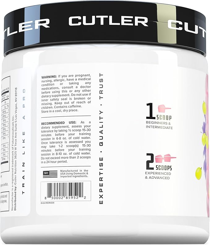 Prevail Pre Workout Powder with Nootropics: Pre Workout for Men and Women, Cutting Edge Energy and Focus Supplement with L Citrulline, Alpha GPC, L Tyrosine | Cotton Candy Grape, 40 Scoops
