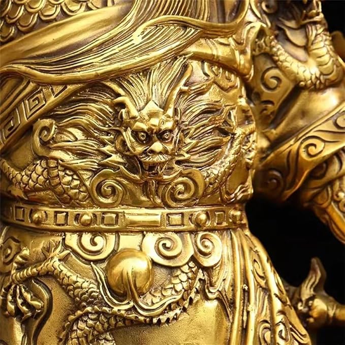 burid Pure Copper Chinese Feng Shui Guan Gong Statue God of Wealth Home and Office Decoration Wu God of Wealth Guan Yu Statue Best Furnishings Gifts, 26*21*65CM，10.0KG